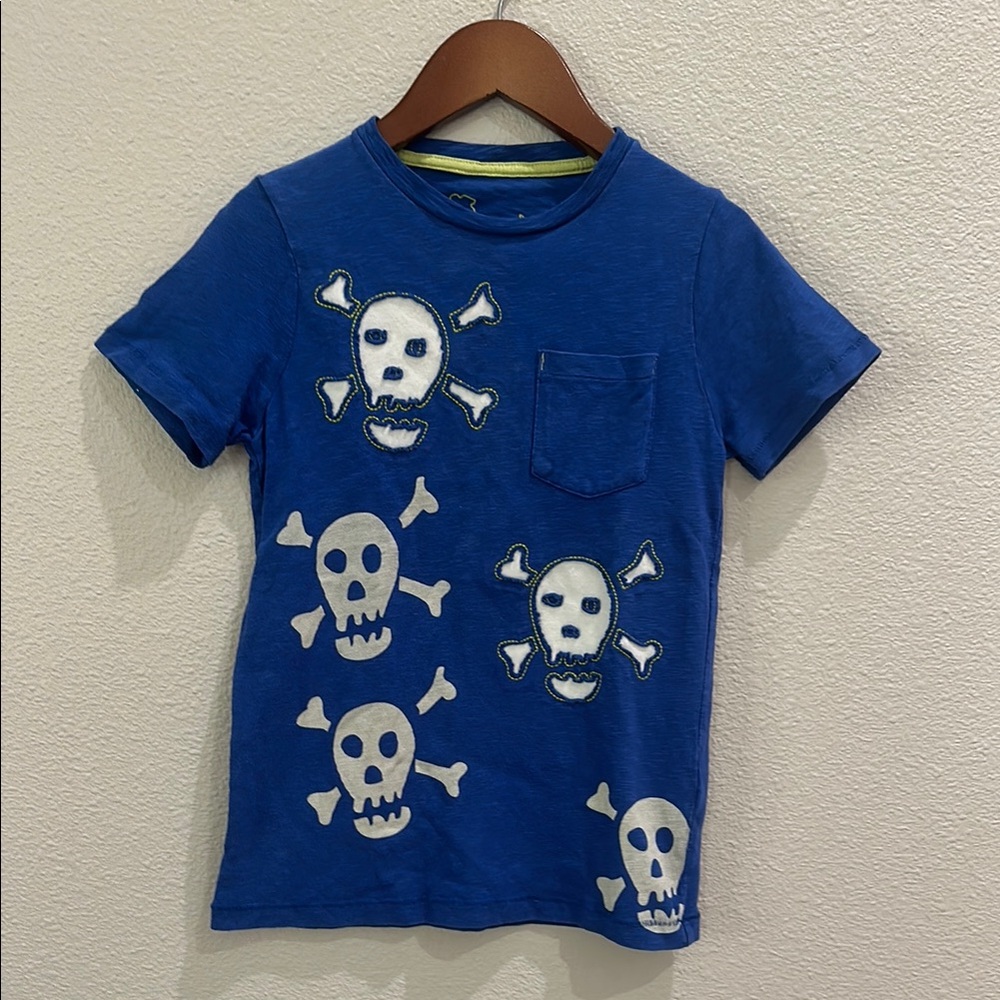 Boden Blue and White Skull Graphic Short Sleeve Tee
